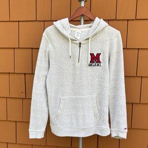 MIAMI UNIVERSITY | Grey Collegiate Baha Pullover Hooded Boho Sweatshirt | Size M